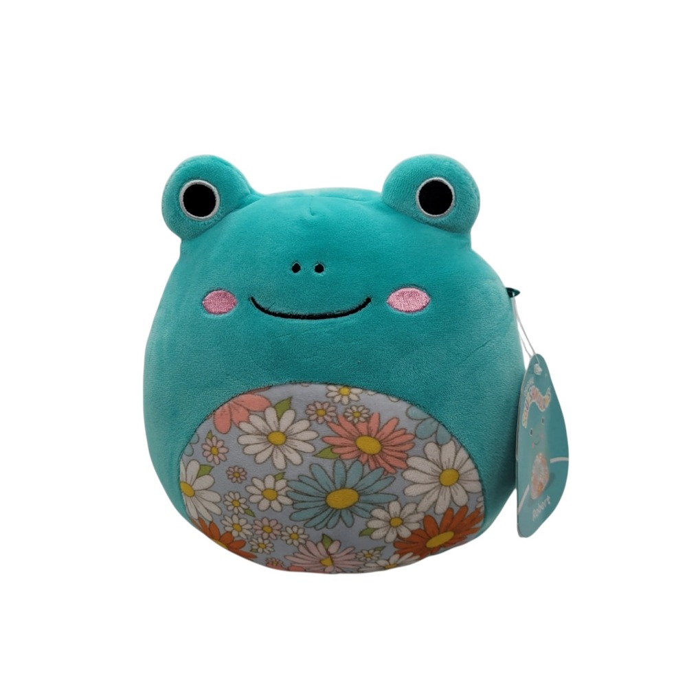 Squishmallows Robert the Frog‎ 8 Inch Teal Floral Belly Plush Jazwares NWT
